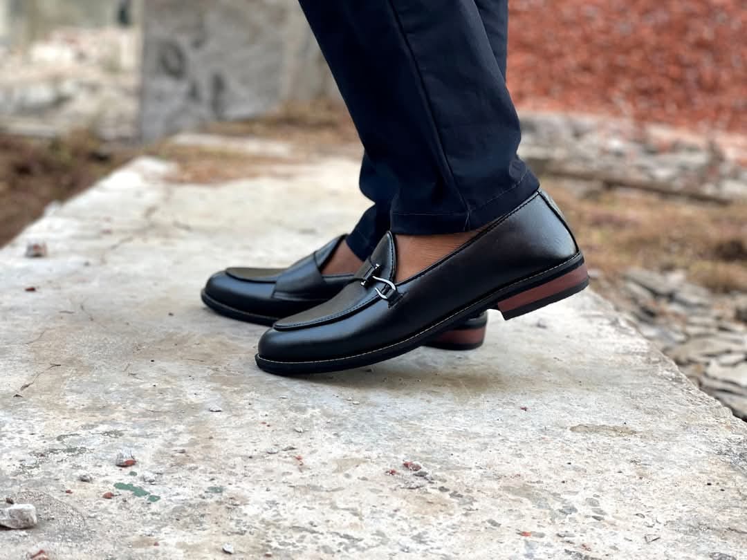 Men's Black Double Monk Shoes